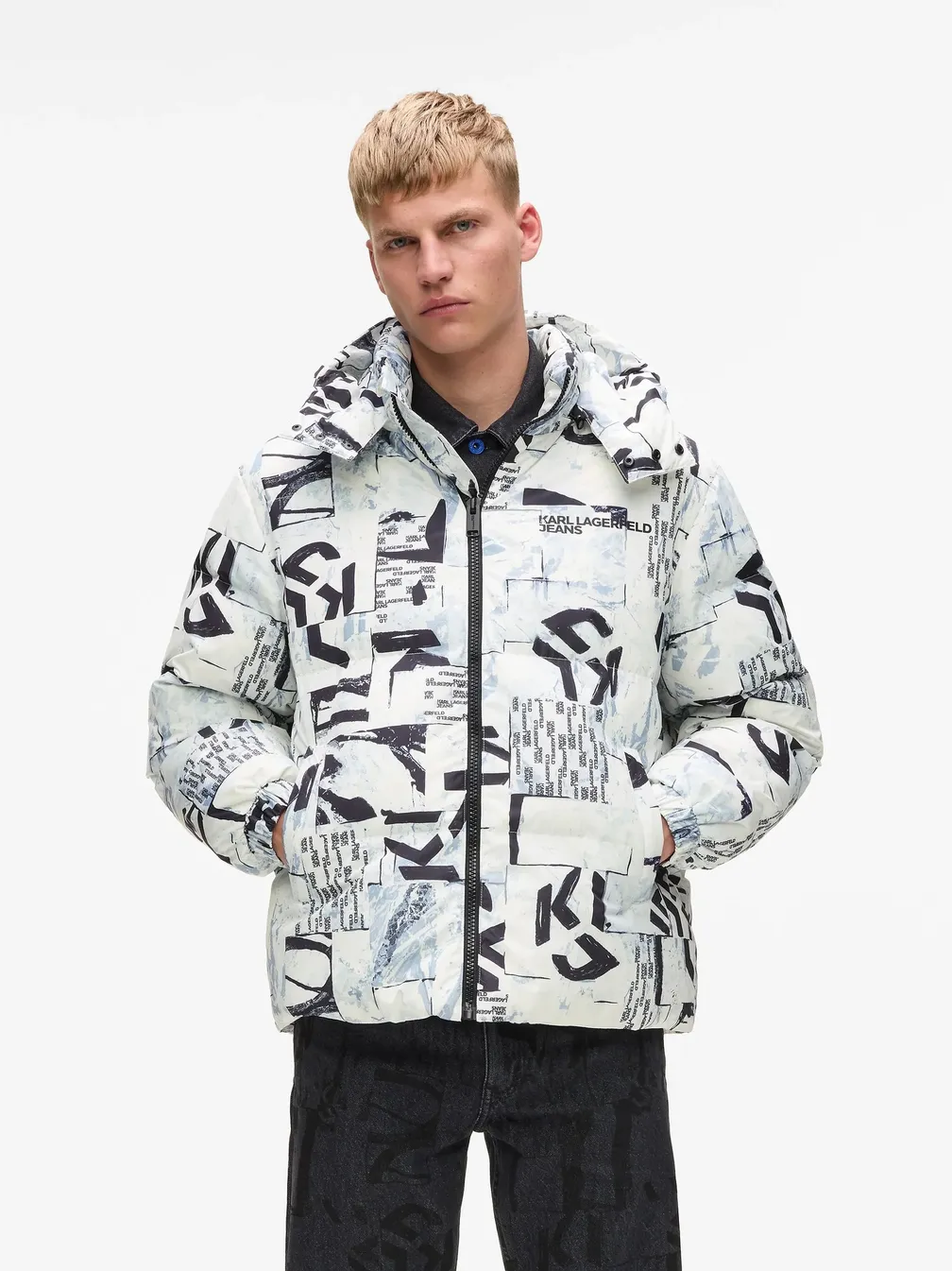 Buy: Men Down jacket KARL LAGERFELD JEANS Klj Aop Puffer White