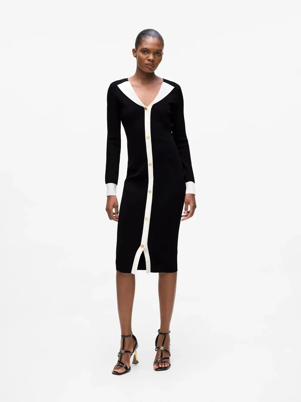 white christmas dresses Karl Lagerfeld Paris Women's Black Abstract Print Faux Wrap Dress NWT main image 1