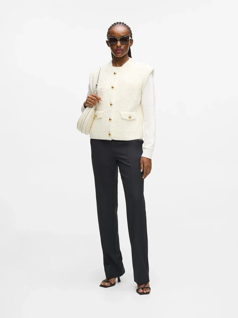 Buy: Women Cardigan KARL LAGERFELD Boucle Knit Vest White from