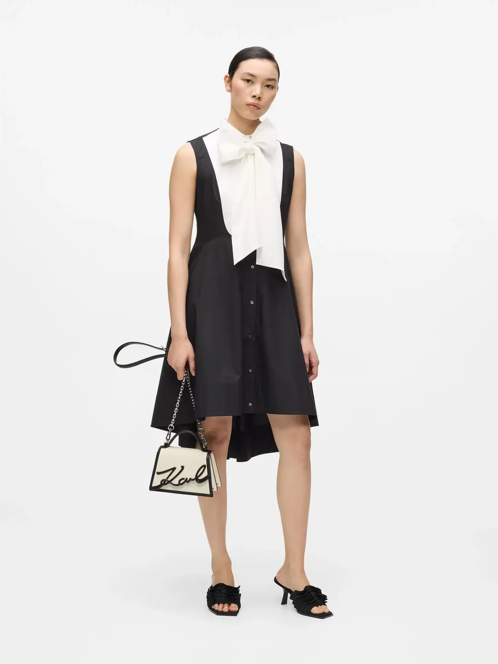 karl lagerfeld black dress Paris Women's Dresses Dress, Black/Soft White, 6 at Amazon Women's Clothing store length and pull Buy: Women Dress KARL LAGERFELD