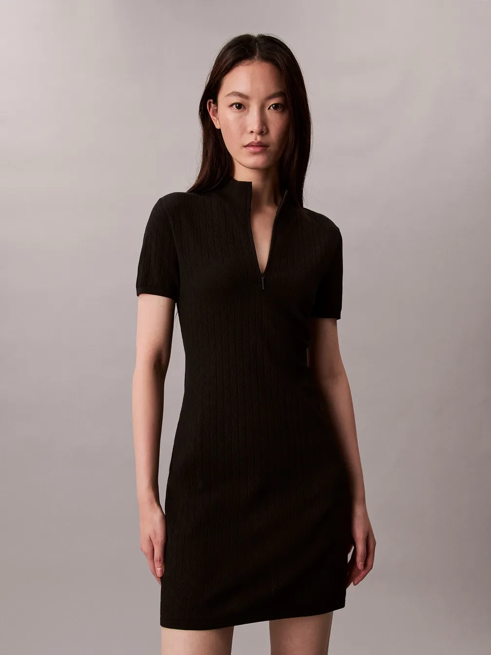 Buy: Women Dress CALVIN KLEIN JEANS Sporty 1/4 Zip Mini Sweater Dres Black  from Podiumriga.lv online shop. Delivery, price, credit | LV044D309GUB1