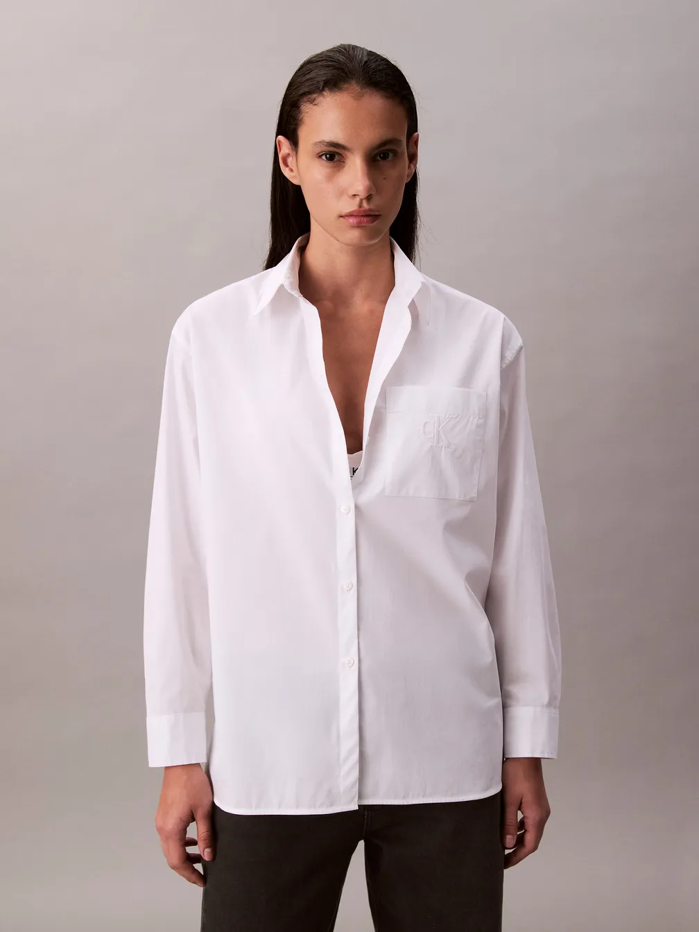 calvin klein white dress shirt womens Calvin Klein Wrinkle-Free Pinpoint Oxford Blouse