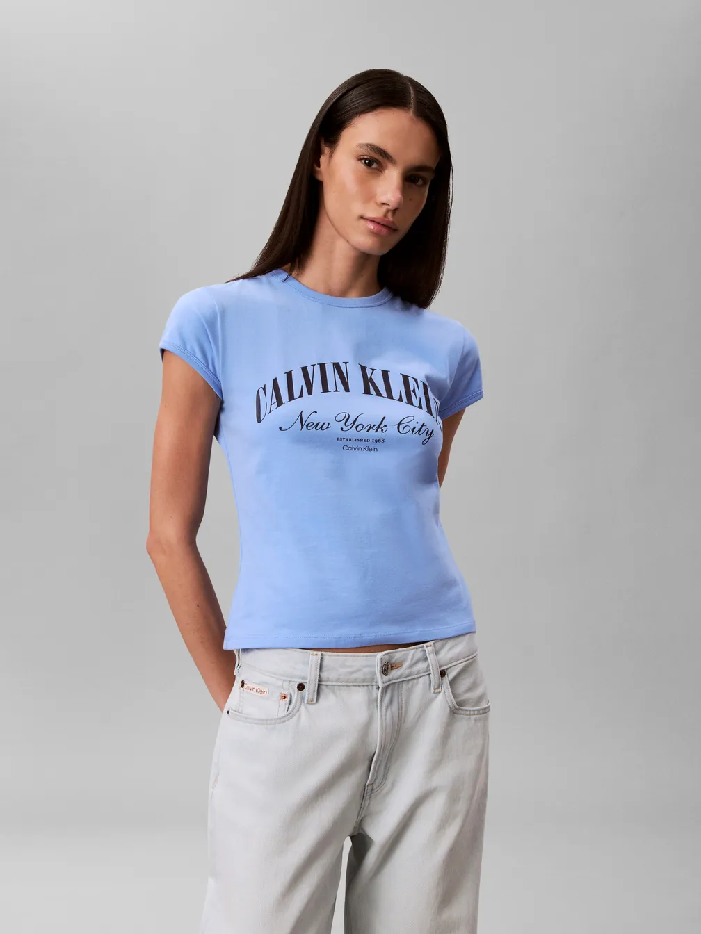 Buy: Women T-Shirt CALVIN KLEIN JEANS Ss Graphic Logo Baby Tee 