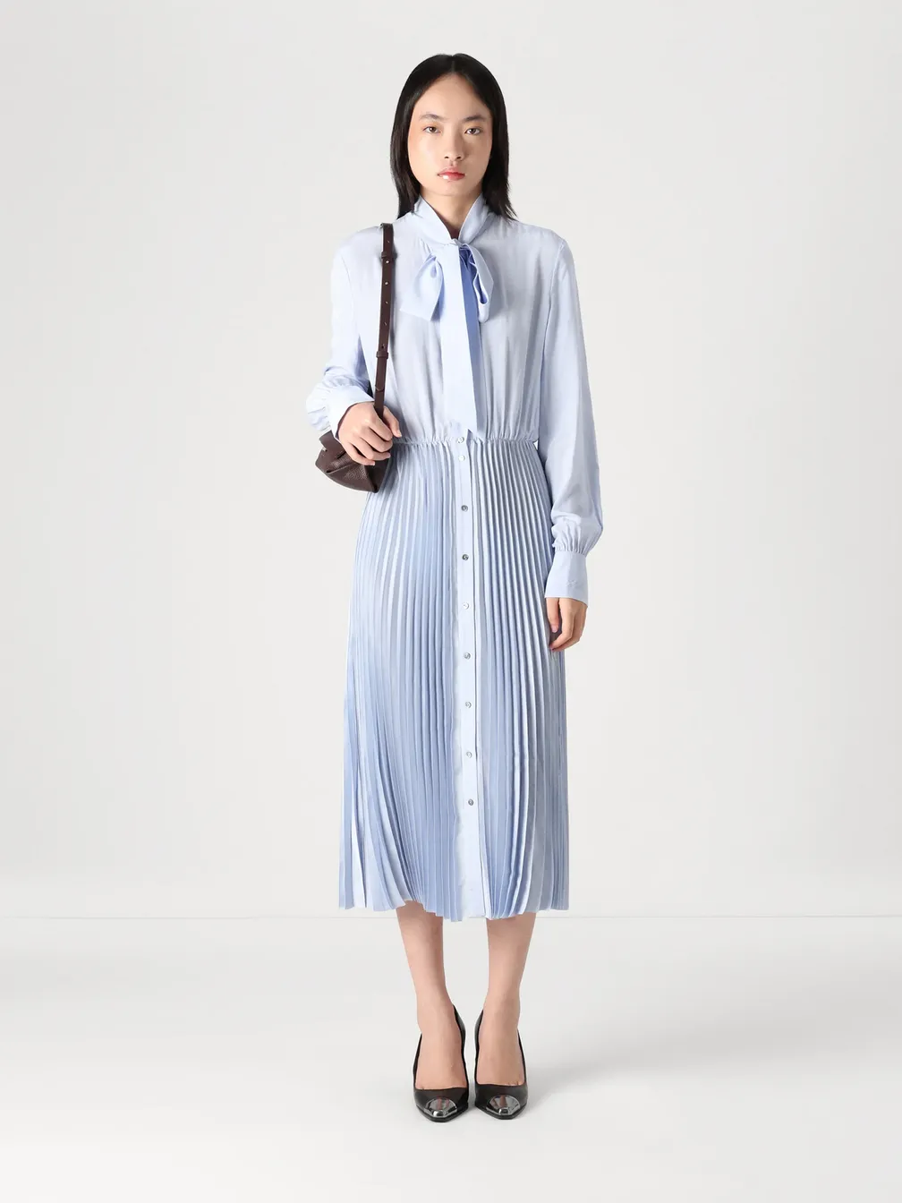 karl lagerfeld pleated dress KARL LAGERFELD PARIS Jersey Pleated Midi Dress