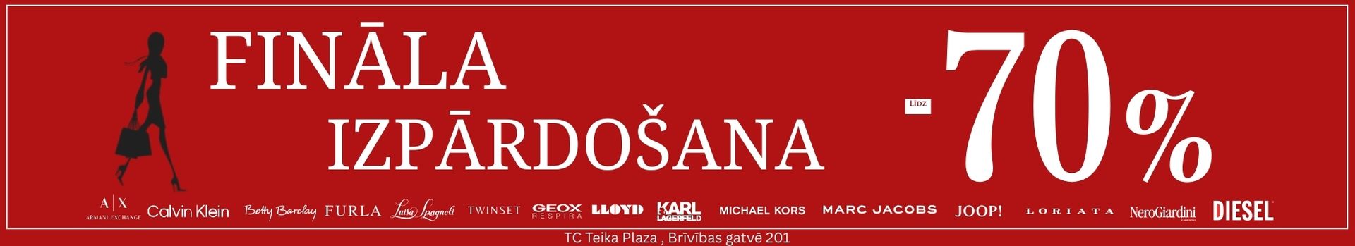 Fināla preču izpārdošana līdz 70% modes centrā PODIUM