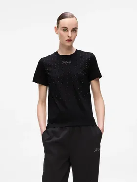 T-Krekls KARL LAGERFELD Rhinestone Rain T-Shirt | A4W17050