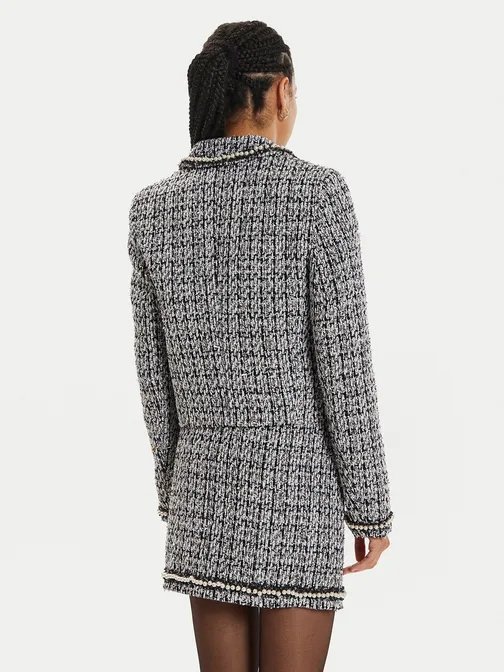 Veste Bouclé Karl Lagerfeld Little Karl – Coupe Cintrée Avec Fermeture Zippée – Gris