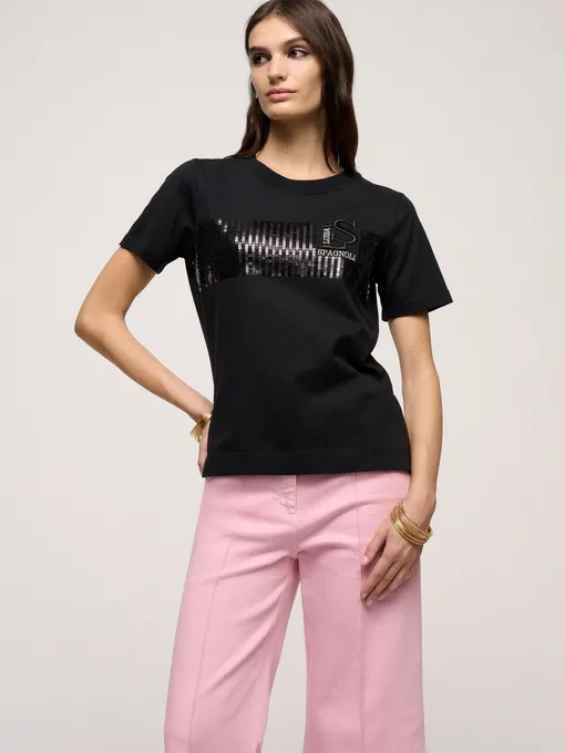 T-shirt Col V Luisa Spagnoli En Viscose, Couleur Marron, Taille M - Occasion Très Bon état