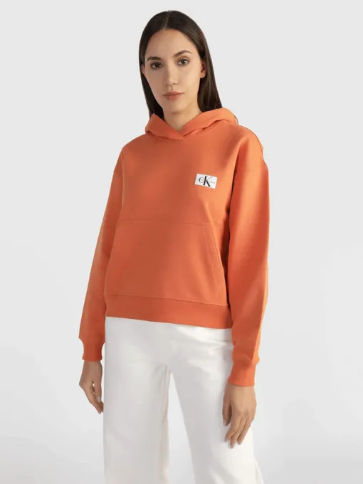 Buy: Women Hoodie CALVIN KLEIN JEANS Woven Label Hoodie Orange