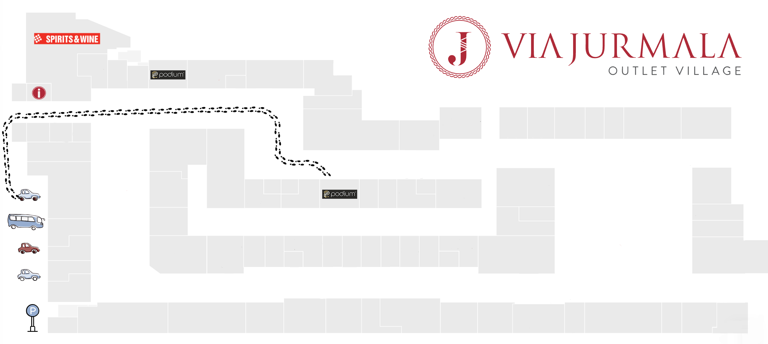 Kā mūs atrast PODIUM Man Outlet, Via Jurmala Outlet Village