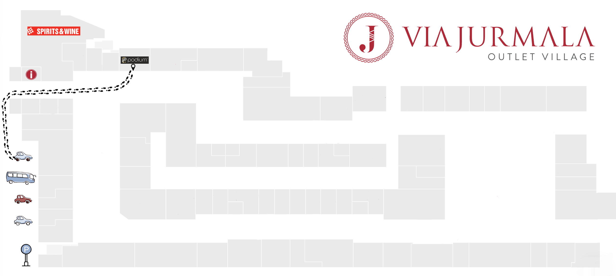 Ka mus atrast PODIUM Via Jurmala Outlet Village
